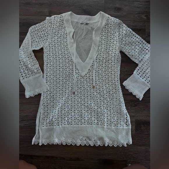 ODADEMAR long sleeve white cover up sz small - Picture 2 of 10